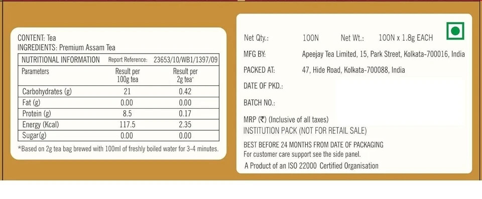 Ty-phoo Classic Assam Tea, 100 Tea Bags, 1.8 Grams Free Shipping World Wide