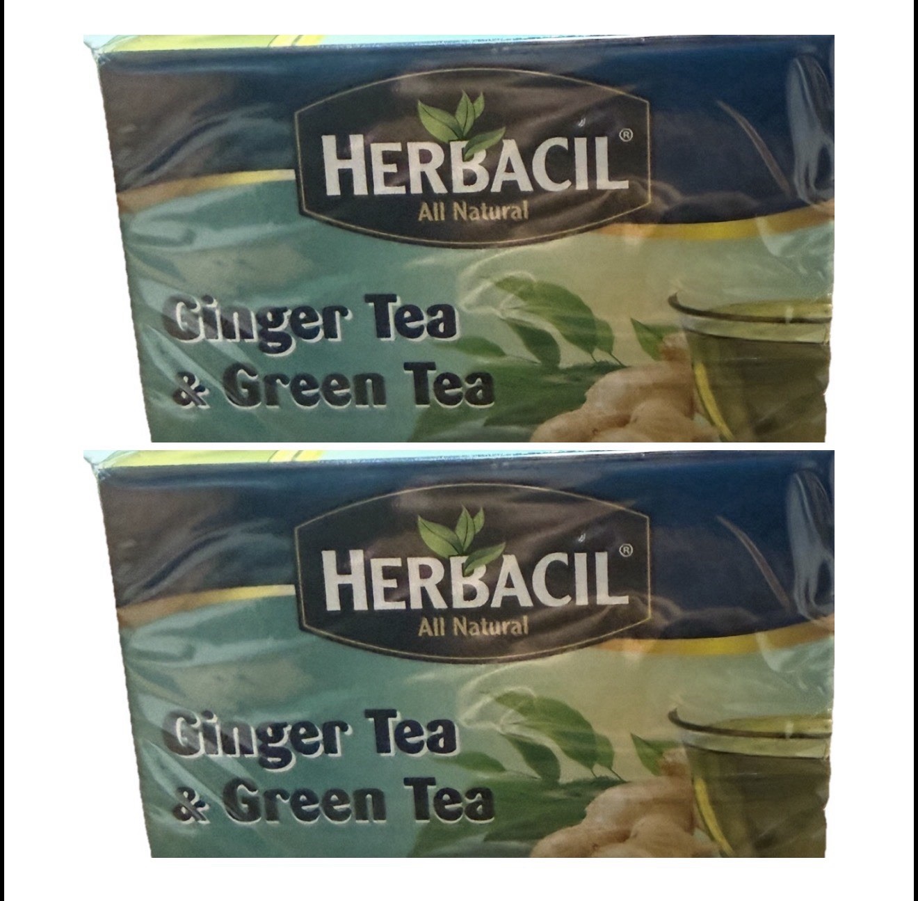 50 Bags Herbacil Ginger And Green Tea, 1.27fl oz, Smooth & Aromatic Infusion