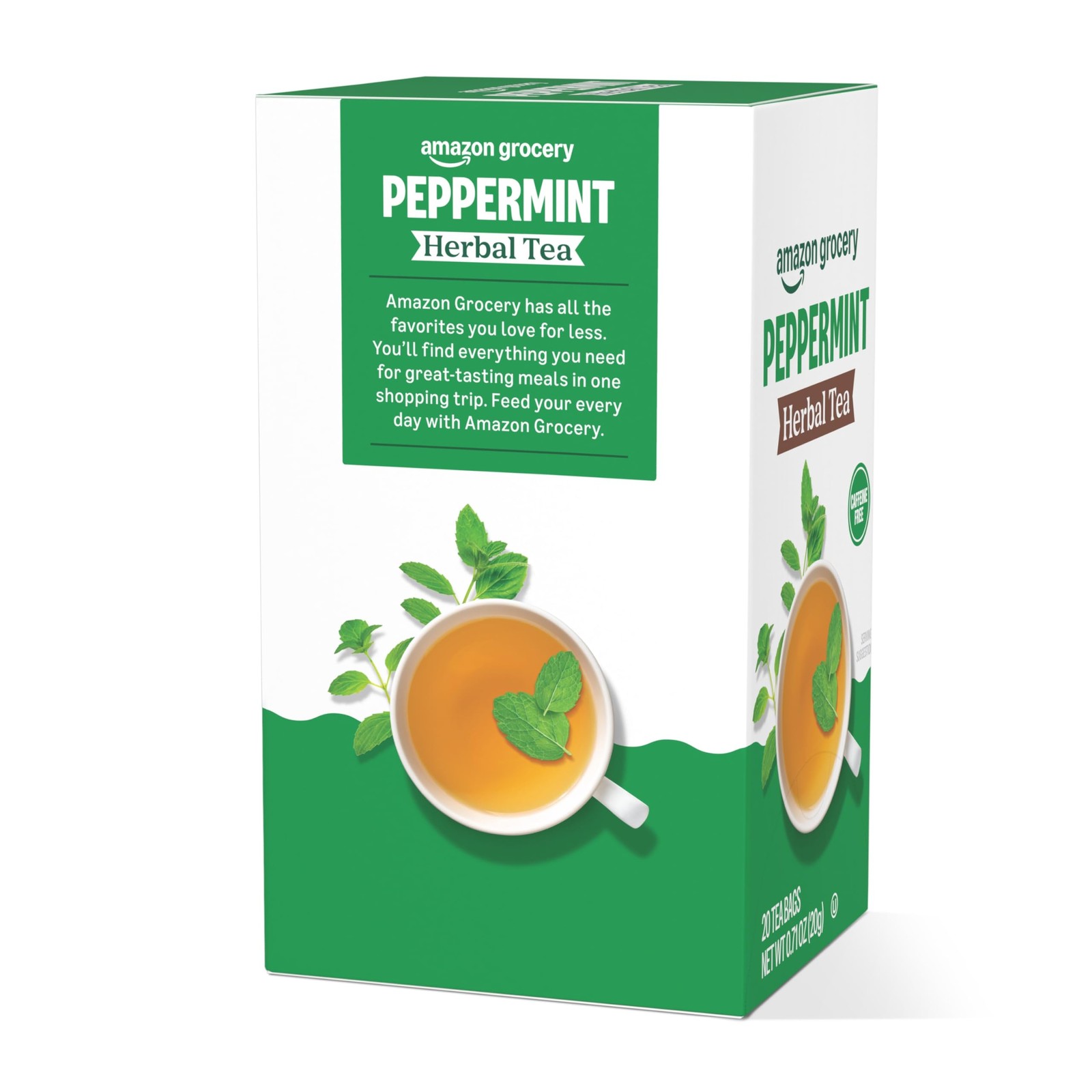 Amazon Grocery, Peppermint Herbal Tea Bags, 20 Ct 20 Count (Pack of 1)