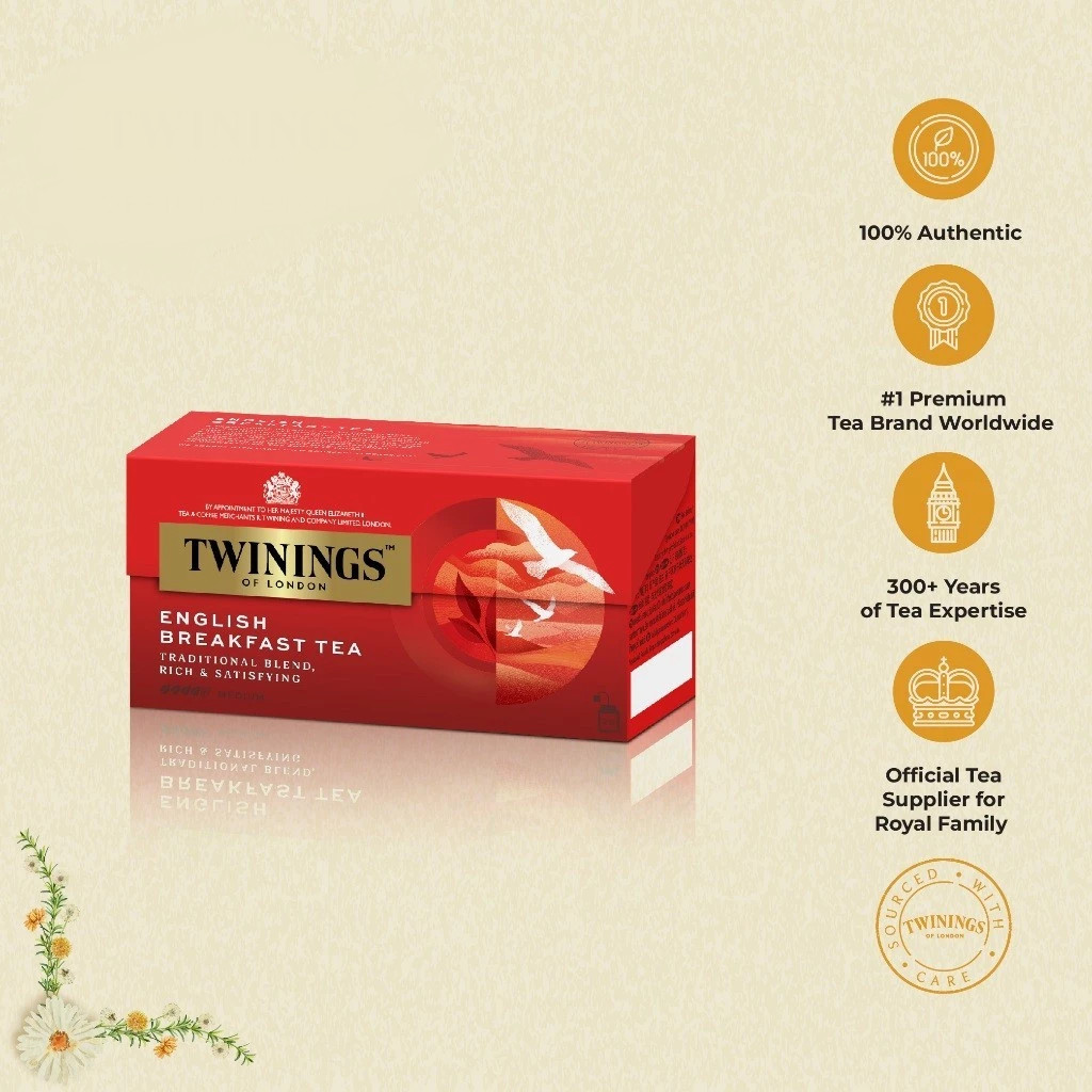 1x TWININGS English Breakfast Tea Traditional Blend (2g x 25’s) FREE SHIPPING!