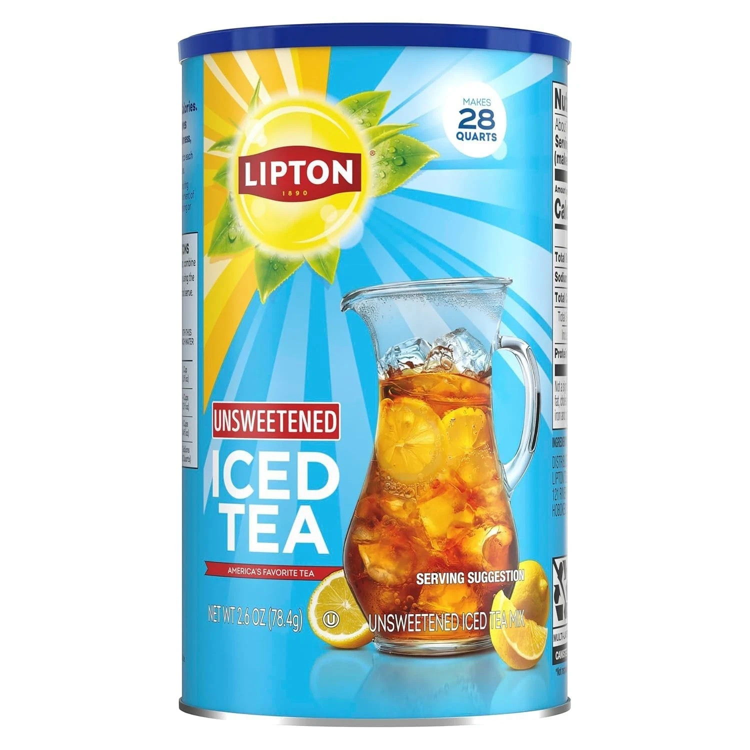 Lipton Unsweetened Iced Tea, Mix, 2.6 Oz Free Shipping