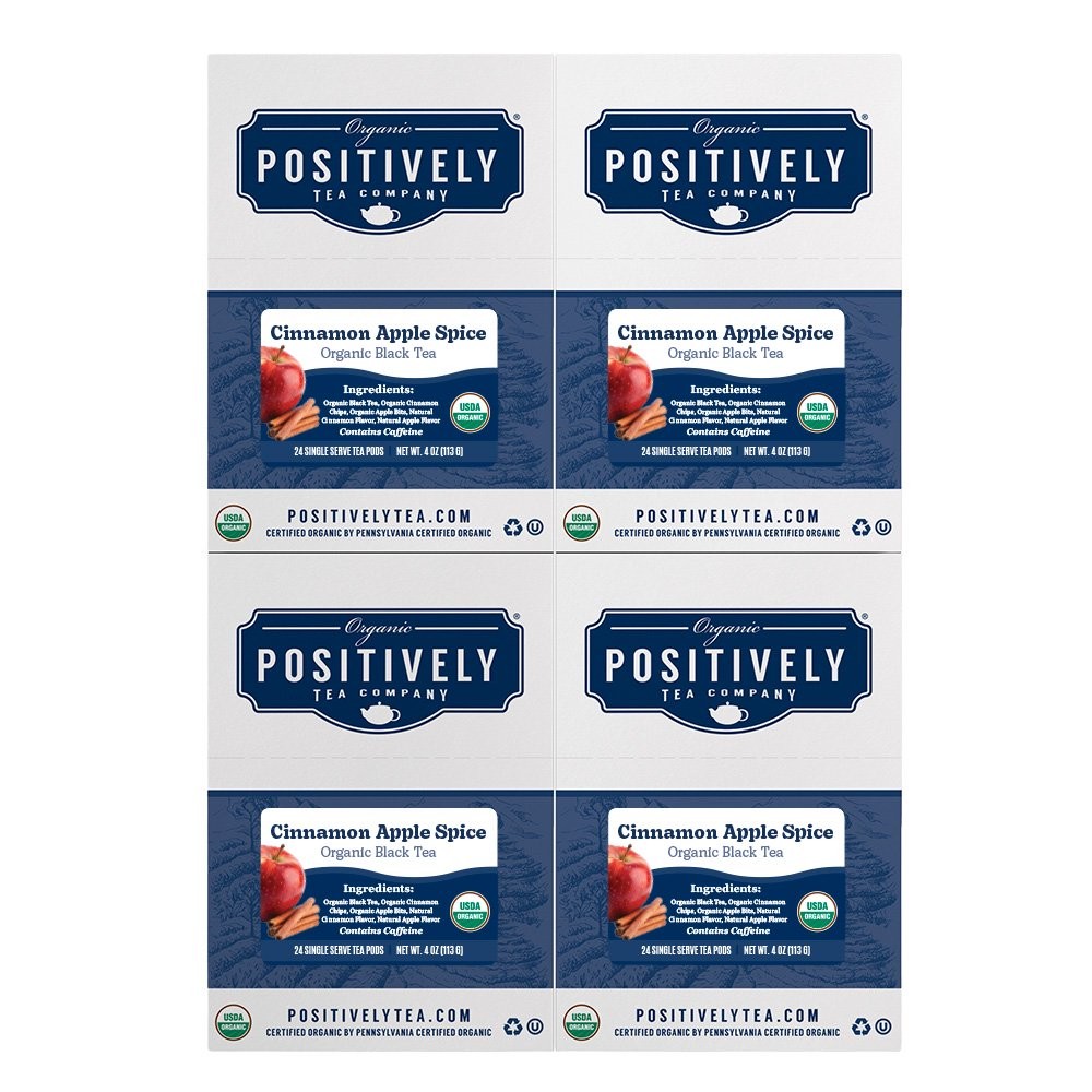 Positively Tea | Organic Cinnamon Apple Spice Tea | 96 Pods, Keurig Compatible