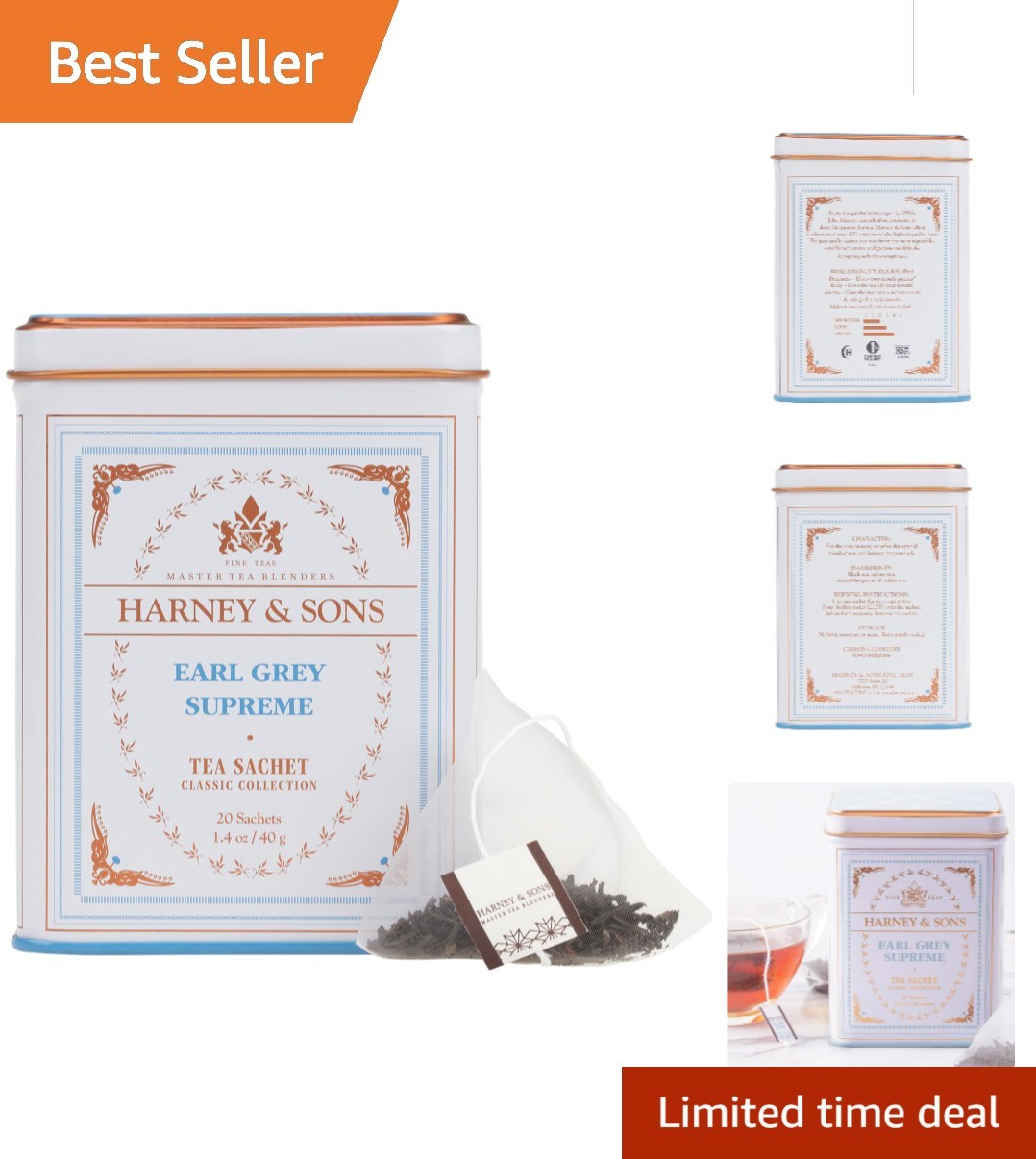 Luxurious Earl Grey Supreme Black Tea with Bergamot – 20 Count for Stress Relief