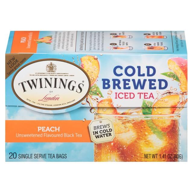 Twinings Cold Brew Peach Tea 40 Individually Sealed Bags Iced Tea Pack of 2