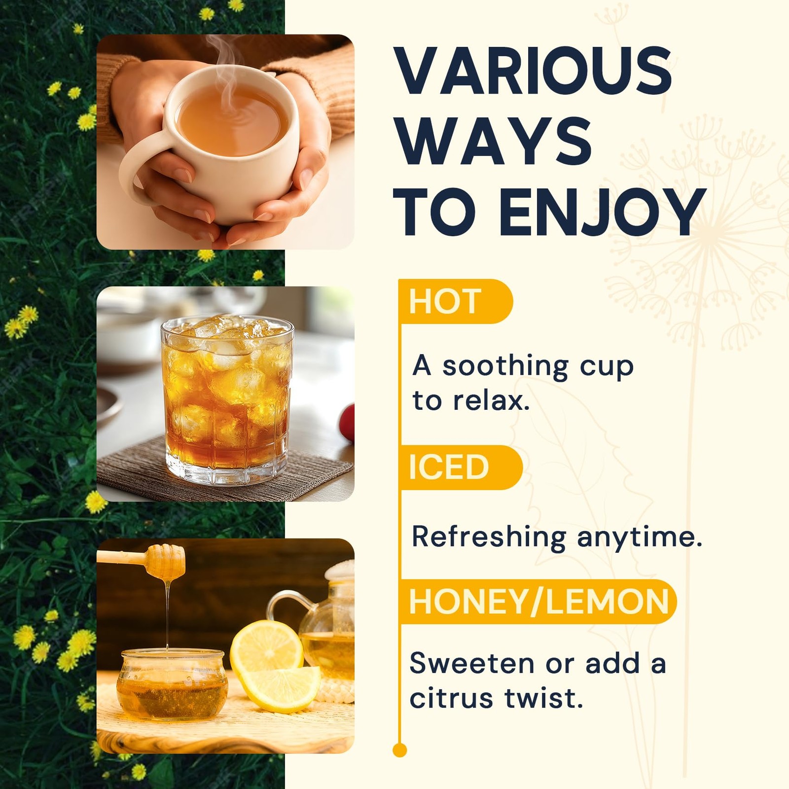 Caffeine-Free Dandelion Herbal Tea – 100 Sugar-Free Teabags for Wellness