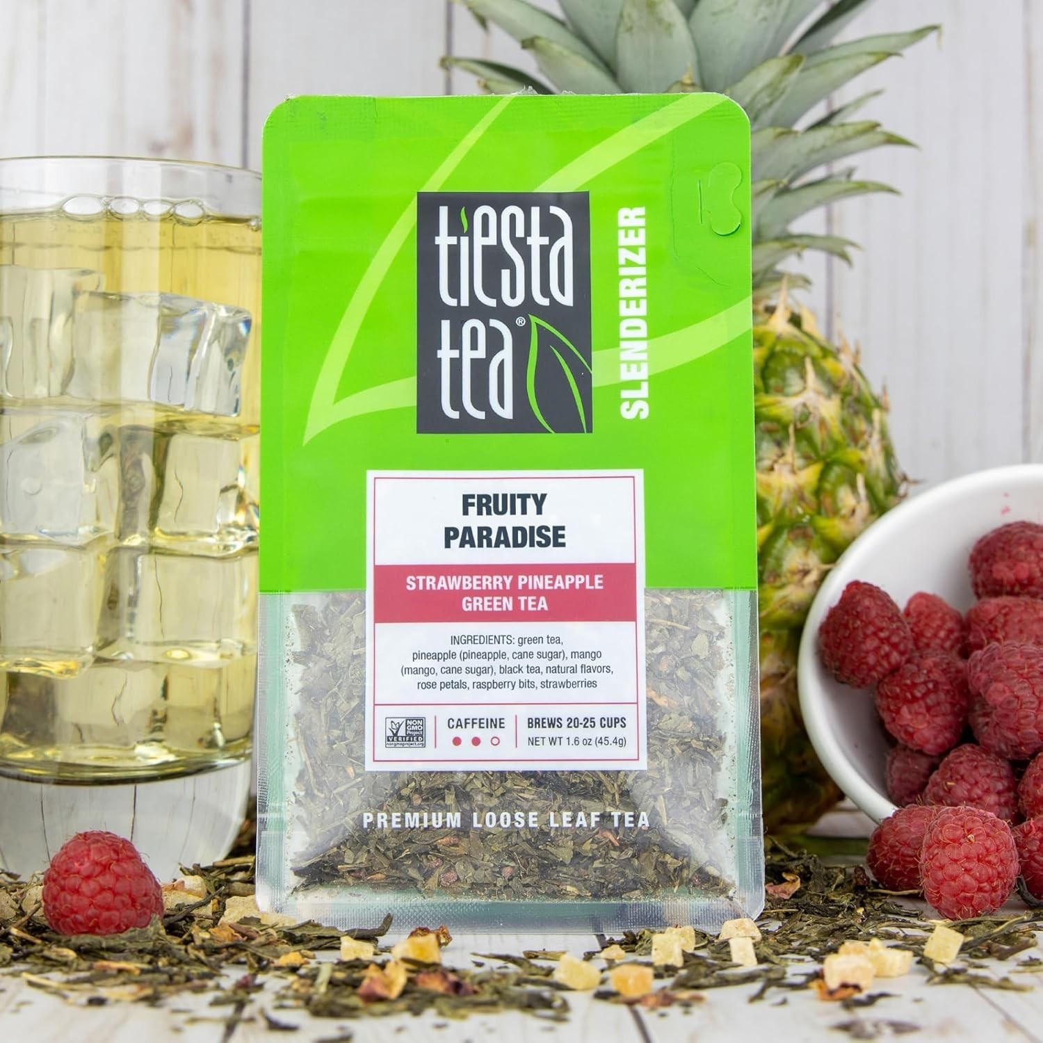 Fruity Paradise Strawberry Pineapple Green Tea – Loose Leaf, 20-25 Cups