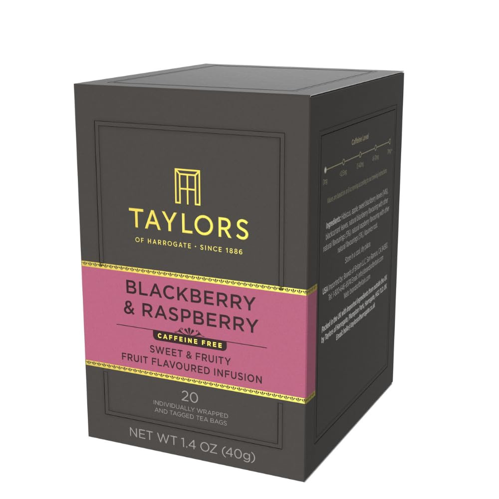 Blackberry & Raspberry, Herbal Tea, Individually Wrapped Bags, 20 Count (Pack of