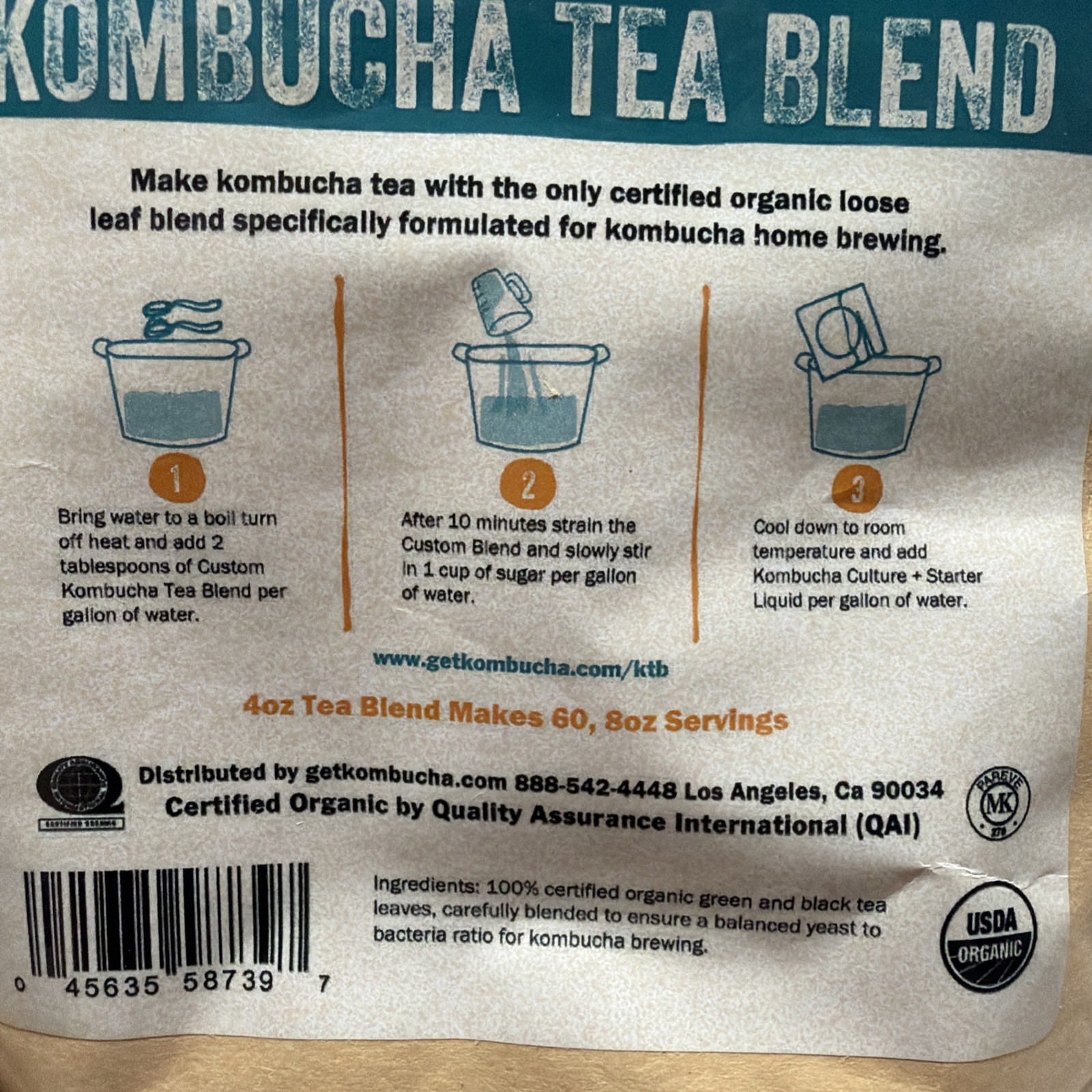 Organic Kombucha Brewing Blends 4 Oz 60 8oz Serving Pound Black/Green/White Tea