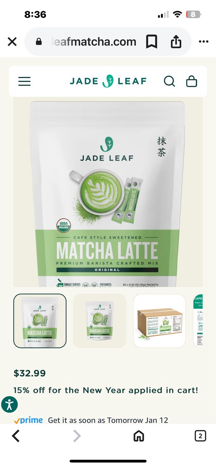Jade Leaf Matcha Latte 30x.35 Oz Packets