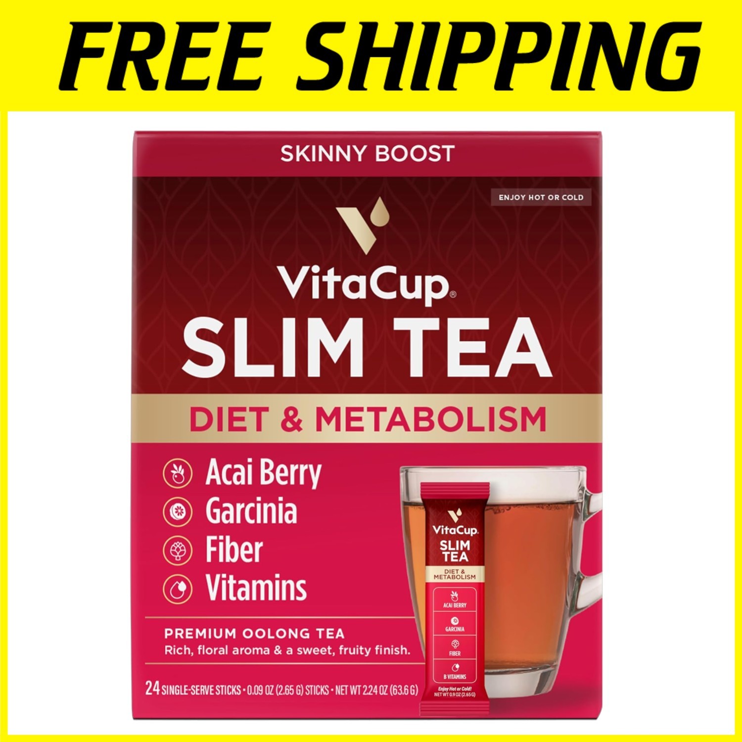 Slim Tea with B Vitamins & Acai, 24 Sticks
