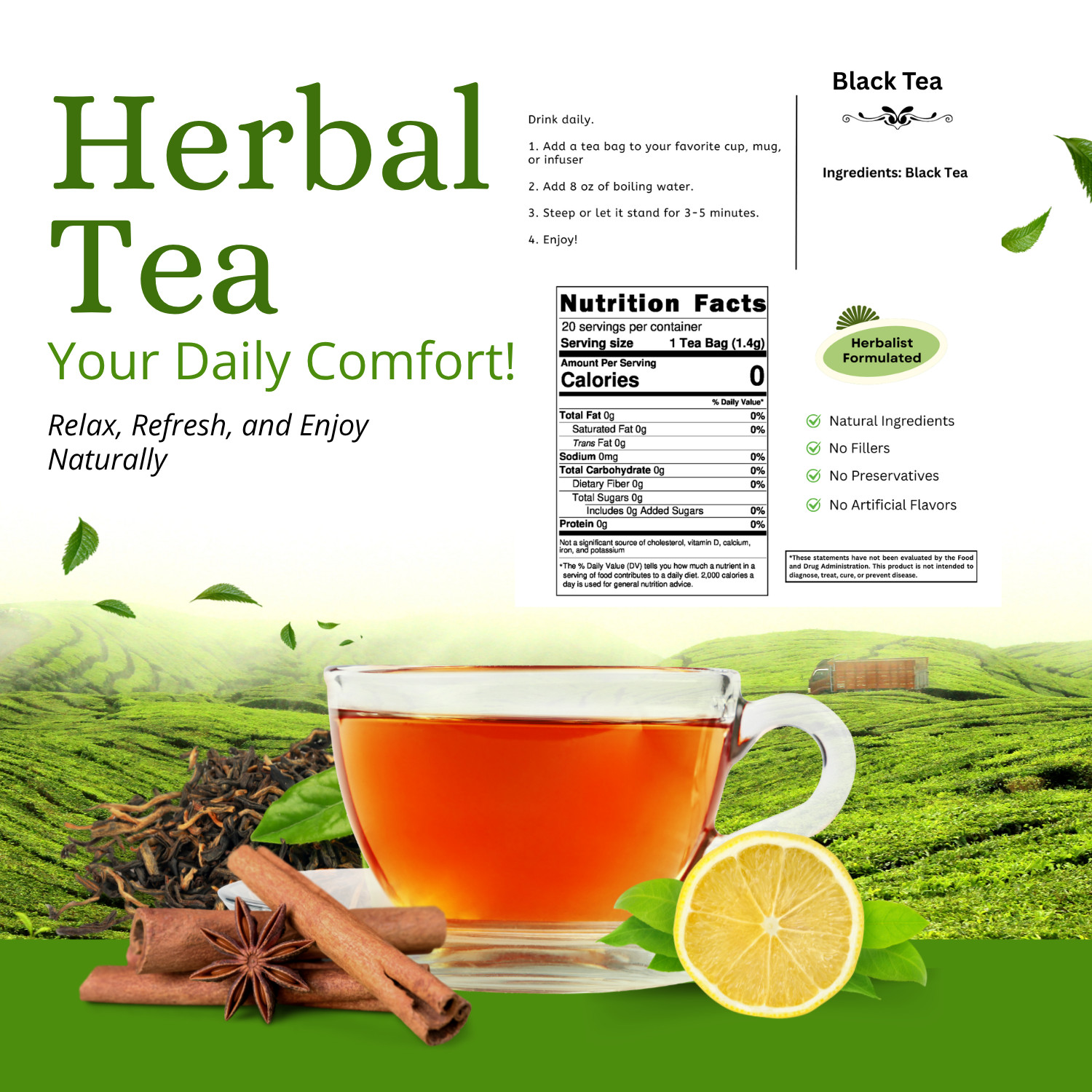 Black Tea | 20 Tea Bags | Classic Full Bodied Tea