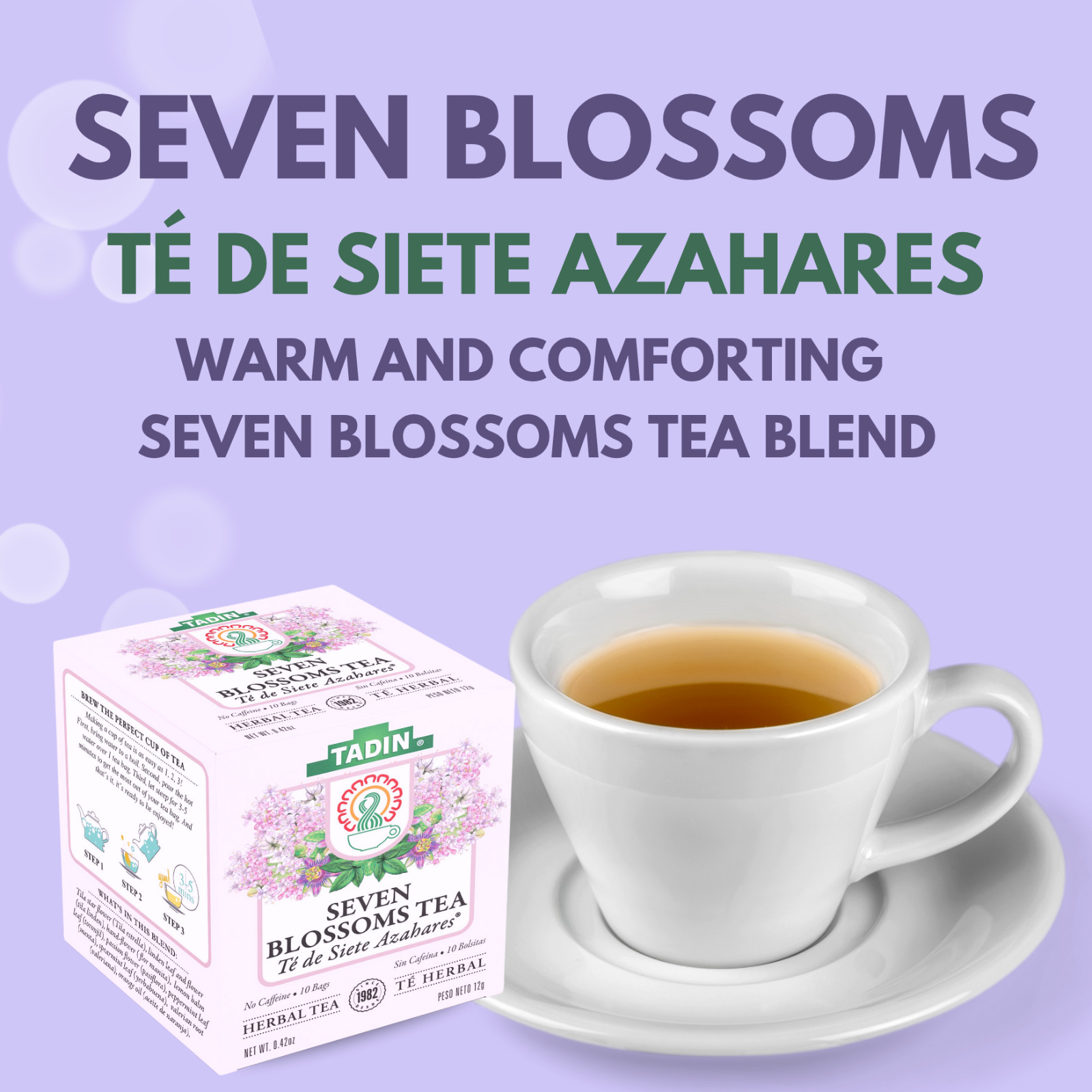 Tadin Seven Blossoms Herbal Tea, 10 Bags 0.42 fl oz, Floral Infusion
