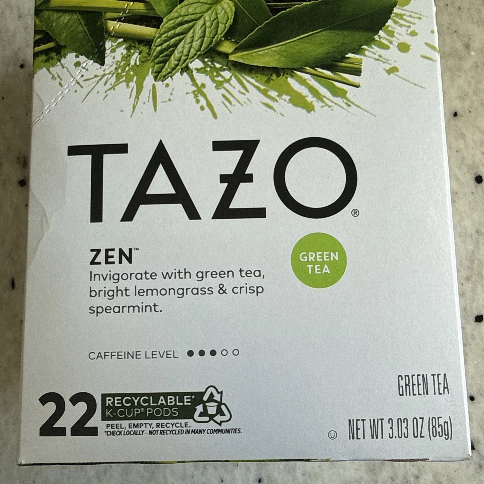 Tazo Zen Green Tea Keurig K-Cup Tea Pods 22 Count Exp Oct 2027 Lemongrass Mint