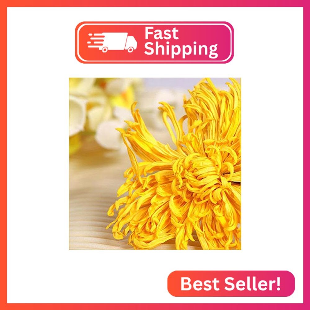 100% Pure Natural Dried Yellow Chrysanthemum Flower Tea (Huangju 黄菊) – 2.82oz/80