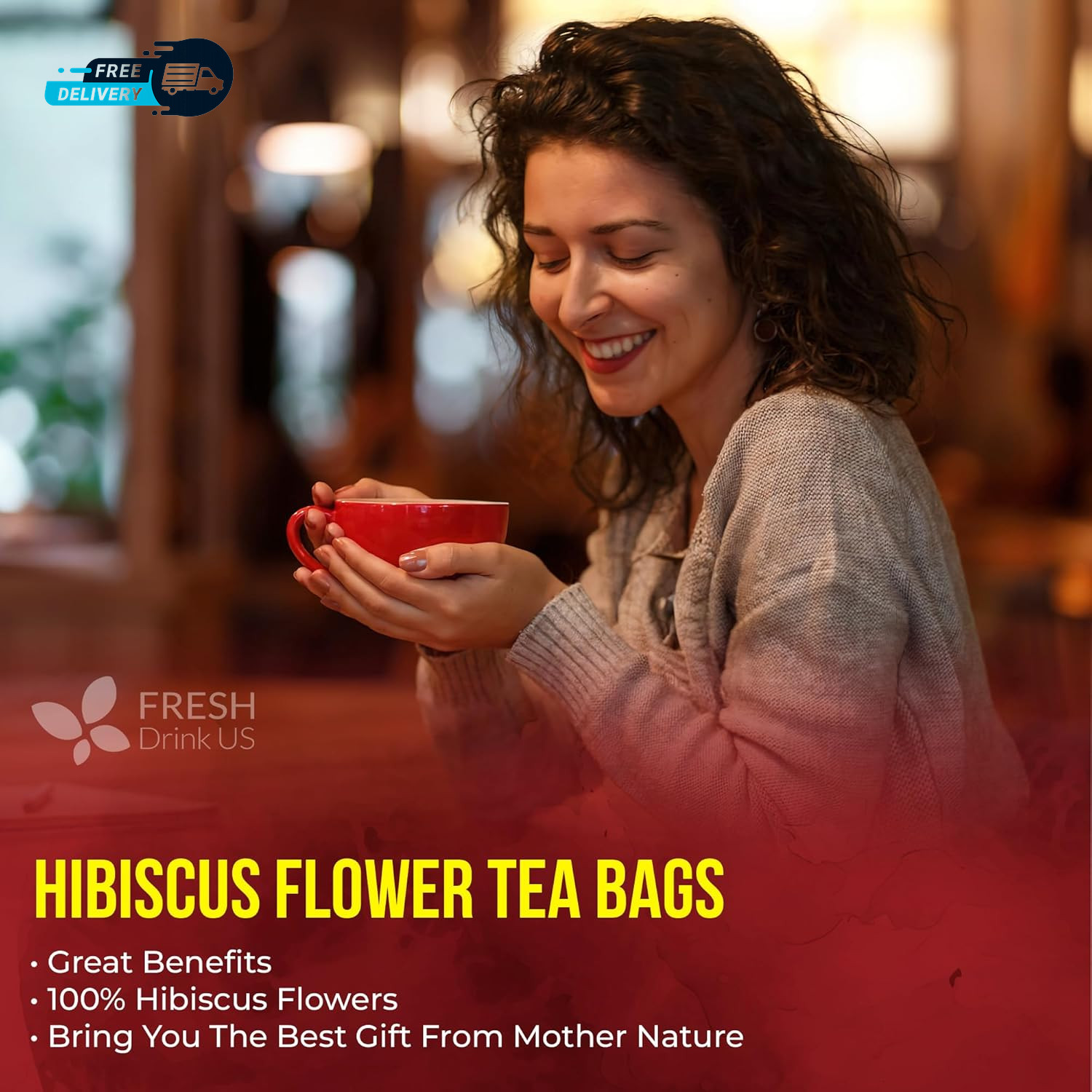 140 Hibiscus Flowers Tea Bags 100% Natural, Pure from Hibiscus Flowers.