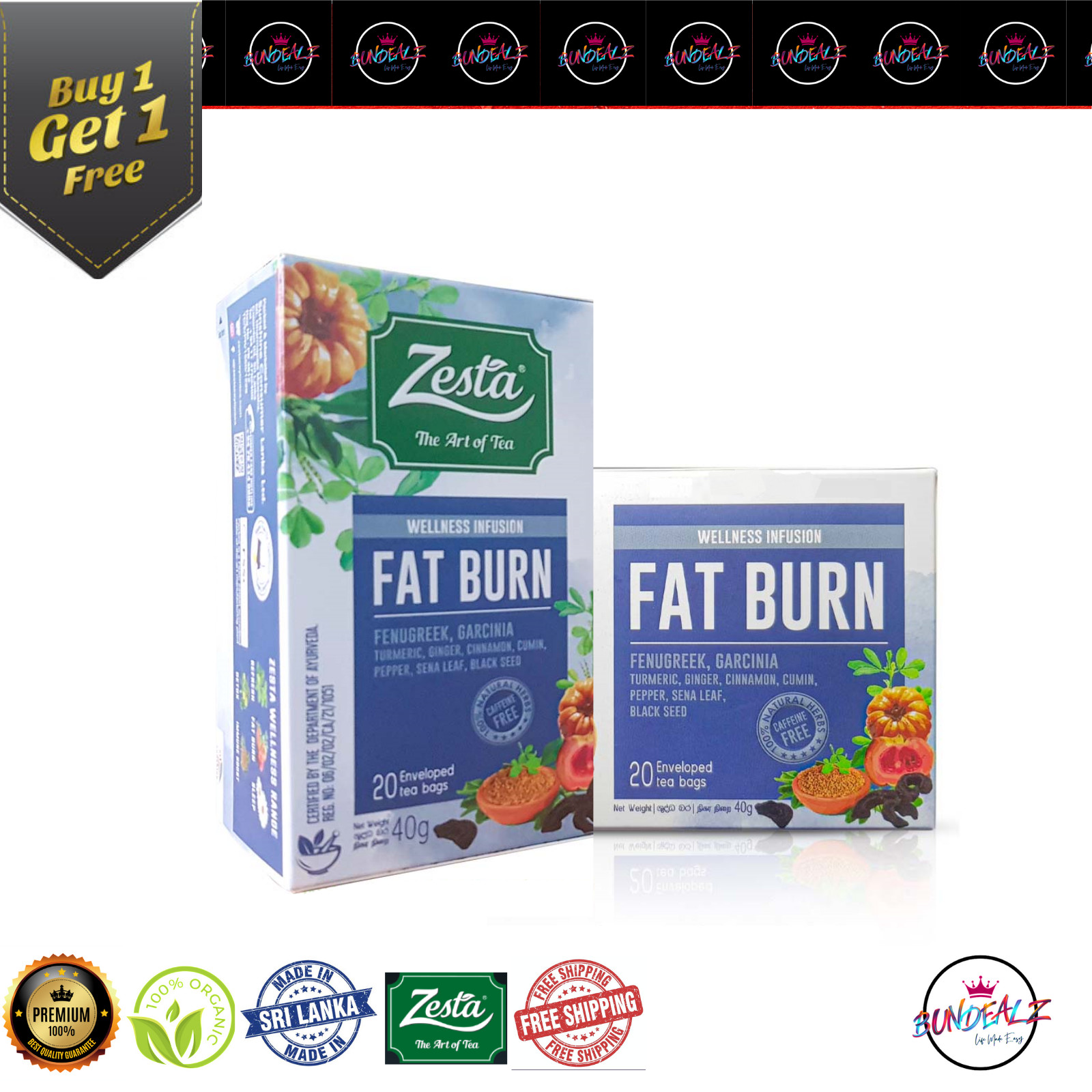 ZESTA Wellness Infusion Herbal Fat Burn Ceylon Black tea Buy 1 Get 1 offer + FS