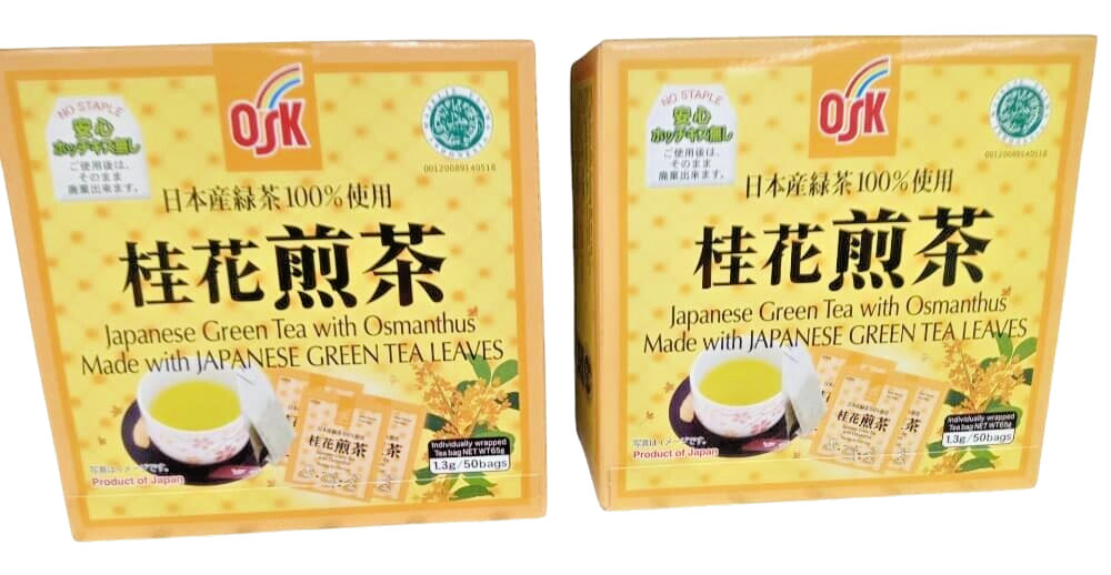 OSK New Family JAPANESE Green Tea With Osmanthus ( 2 packs X 50 teabags )