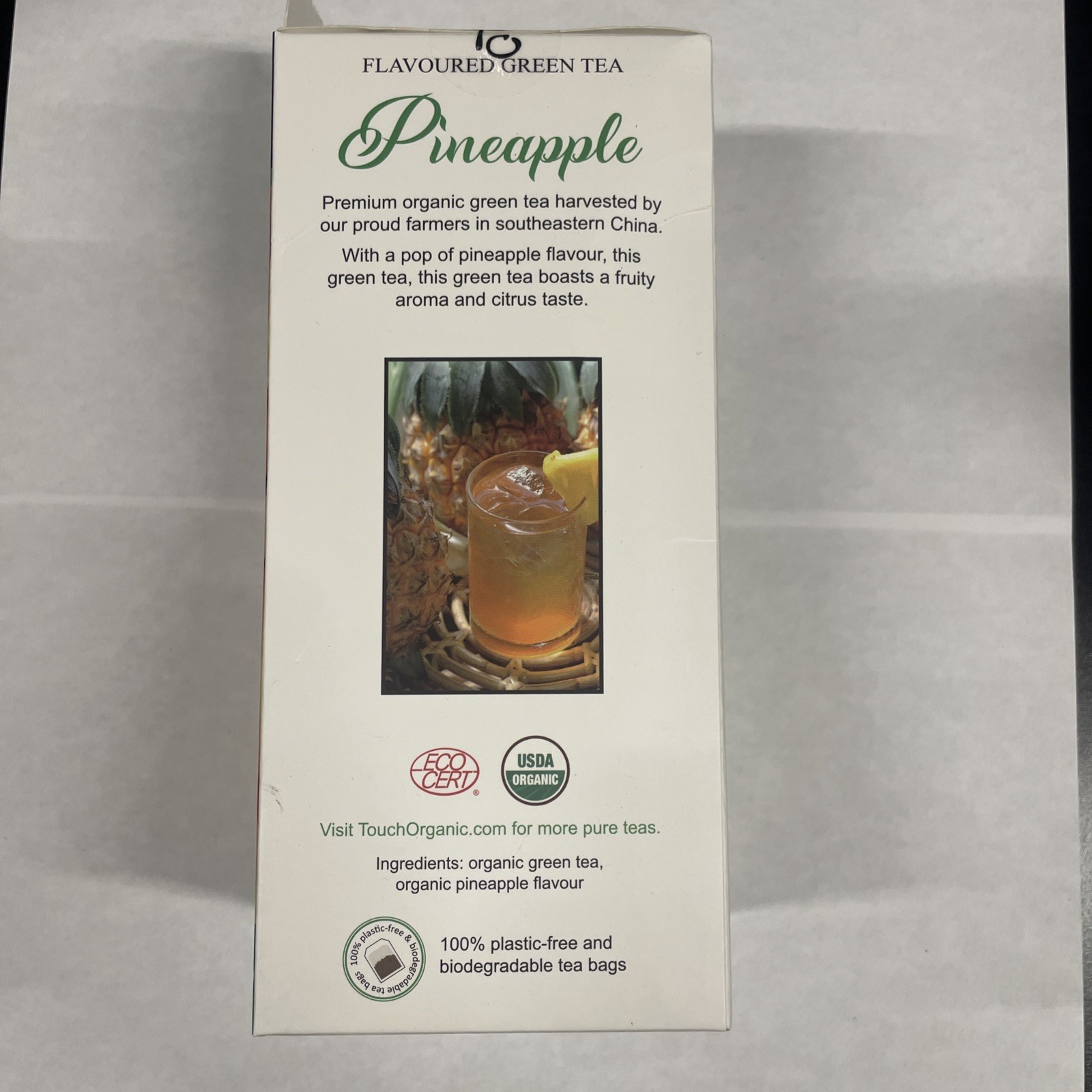 Touch Organic PINEAPPLE TOUCH GREEN Arome Bio Tea , 40 Bags, 2.5 oz