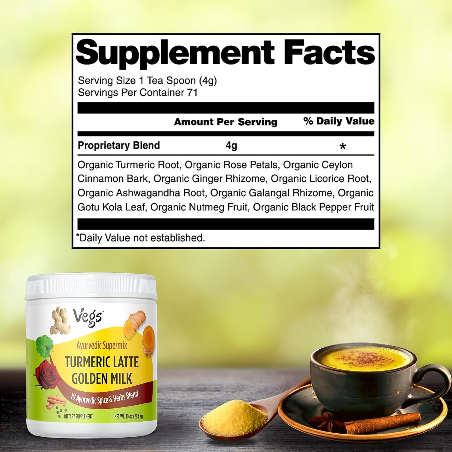 Vegs Turmeric Latte Golden Milk – Ayurvedic Super Spice Mix with Adaptogens