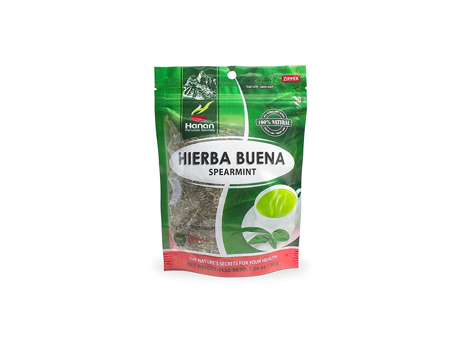 Hanan Peruvian Secrets Hierba Buena|100% Natural Spearmint|1.06oz / 30g|Naturall