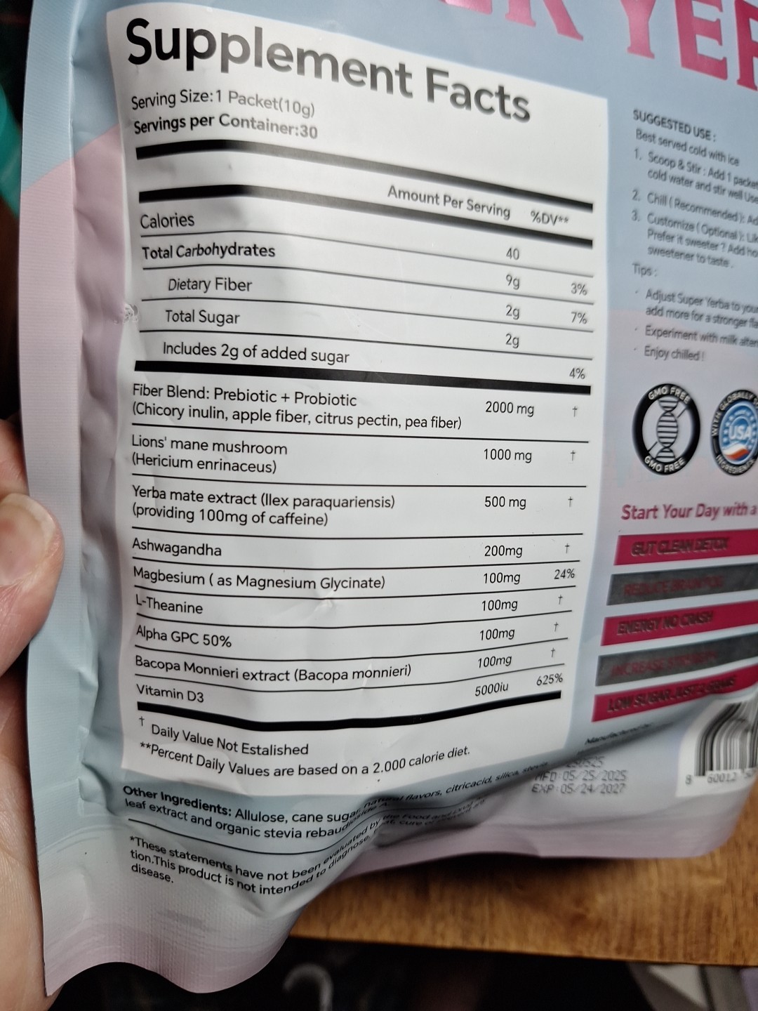 1 PCS Zooone Super Yerba 30 Packets Raspberry Lemonade – Clean Energy & Detox