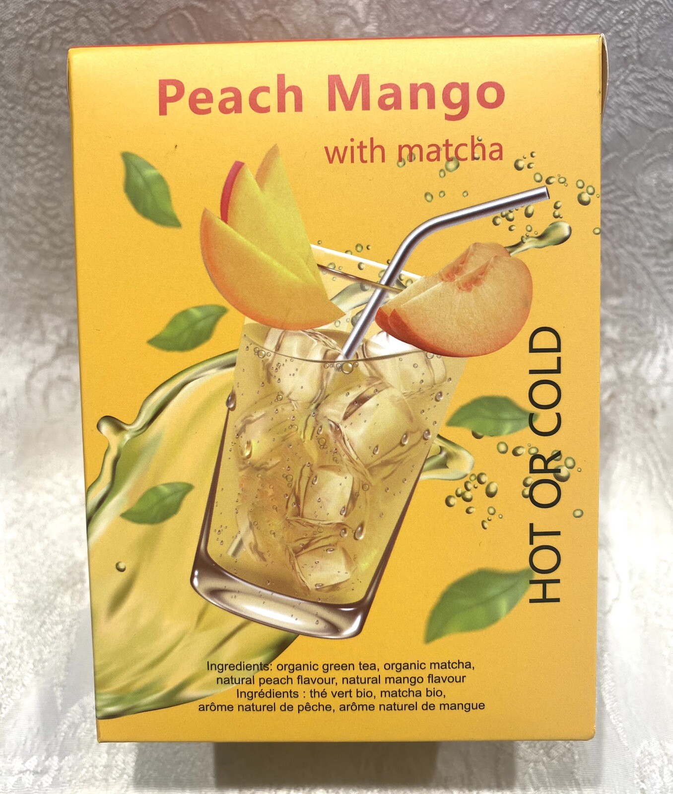 ICED TEA Cold Brew PEACH MANGO GREEN Tea w/ Matcha 25 Bags Harmony Organic