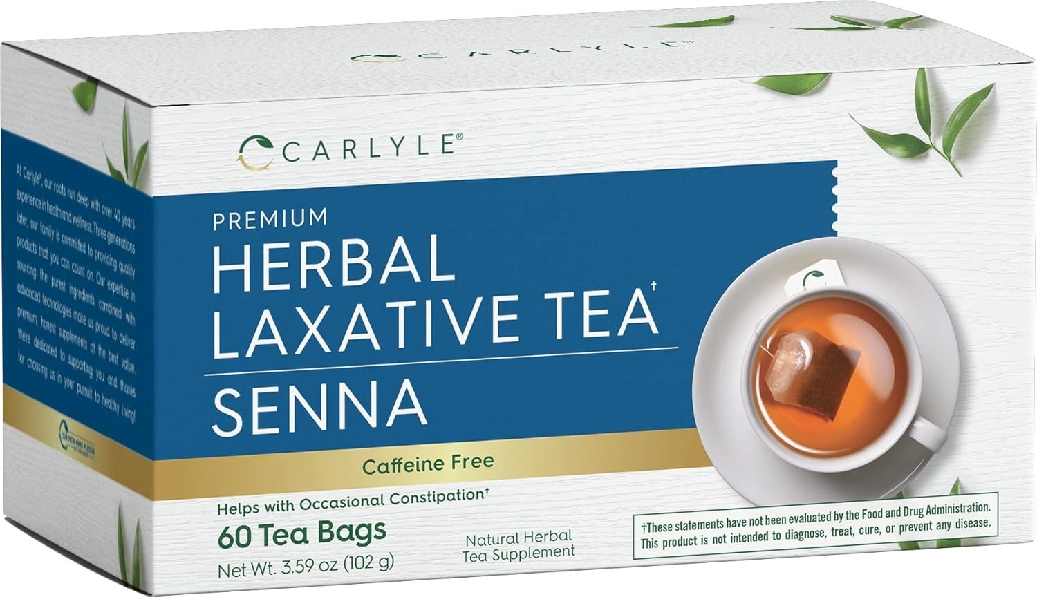 Caffeine-Free Senna Leaf Tea – 60 Tea Bags to Soothe Occasional Constipation