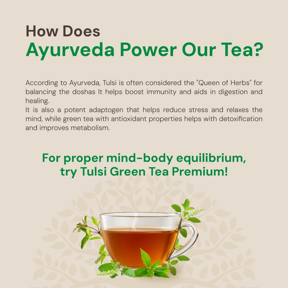 Maharishi Ayurveda All Natural Tulsi Green Tea Premium Herbal Tea, 20 Tea Bag
