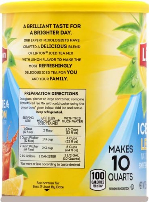 Luxurious Lemon Iced Tea Mix – Sweetened Powder, Makes 10 Quarts of Refreshment