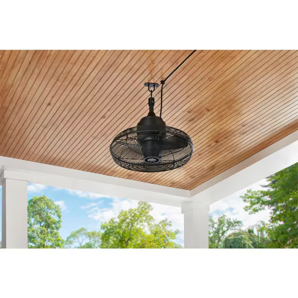18″ Indoor/Wet Outdoor 3-Speed Portable Fan Matte Black w/ Hanging Hook