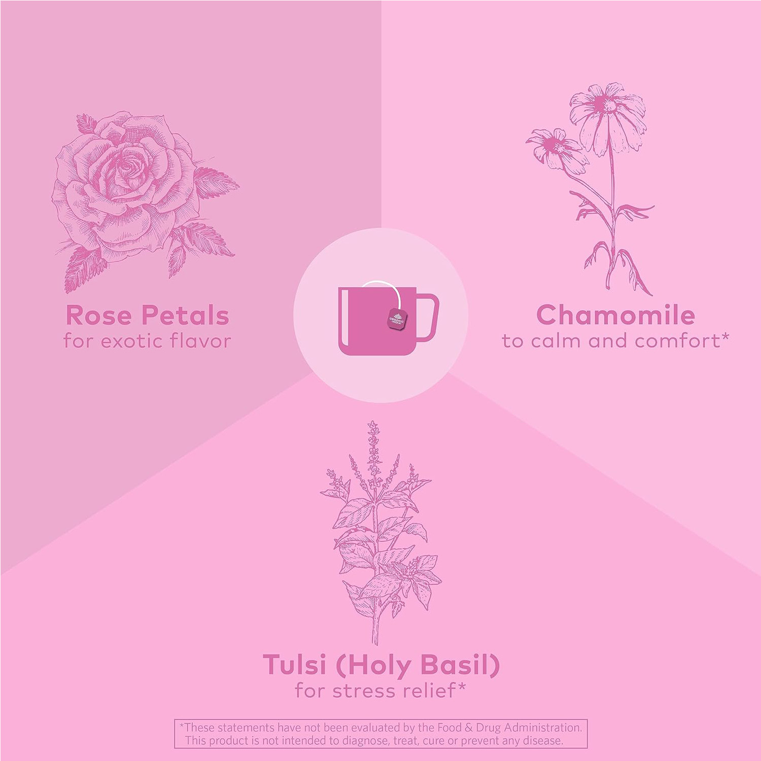 Organic India, Tulsi Sweet Rose Herbal Tea, 18 Infusion Bags