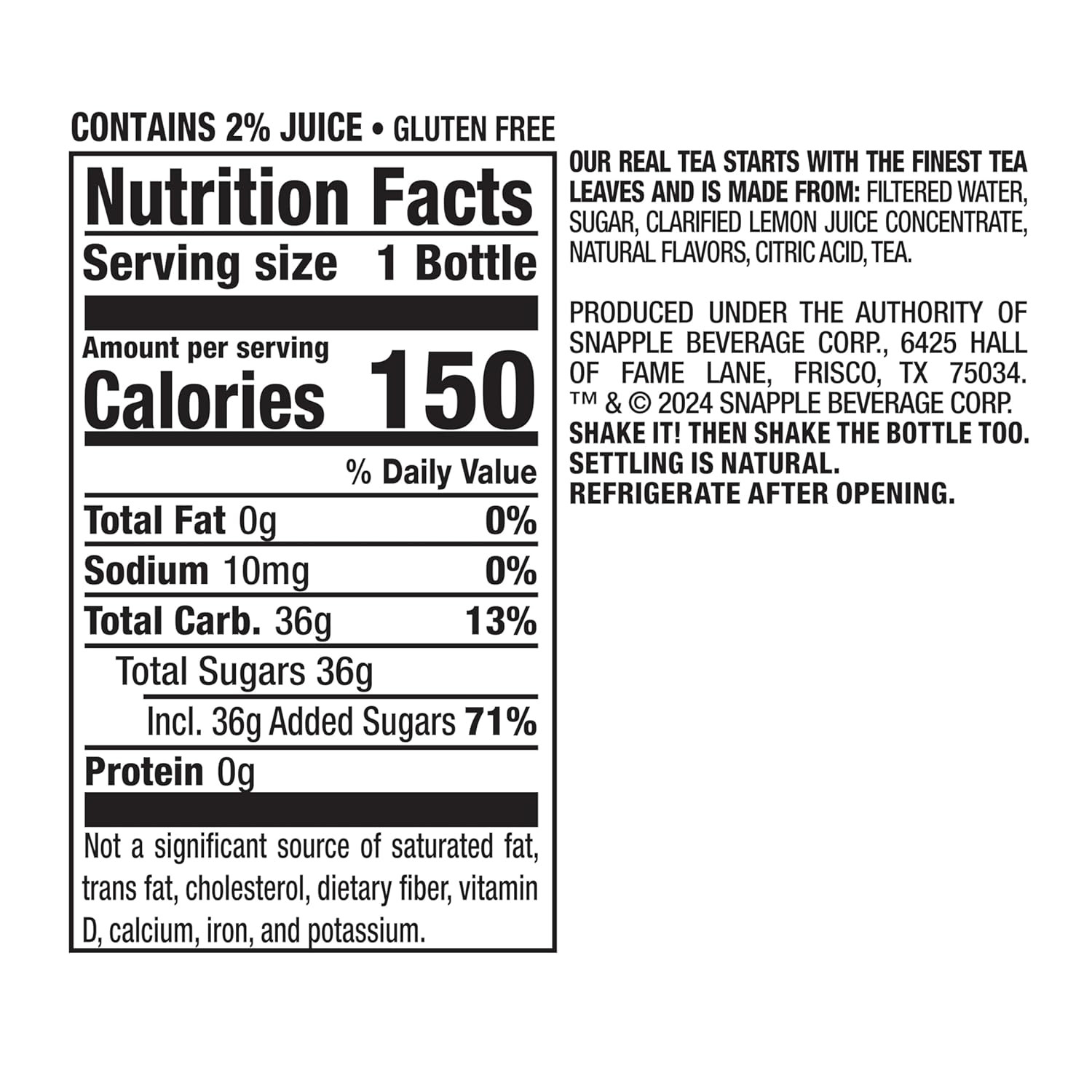 Snapple Peach Tea Lemonade, 16 Fl Oz, Pack of 12