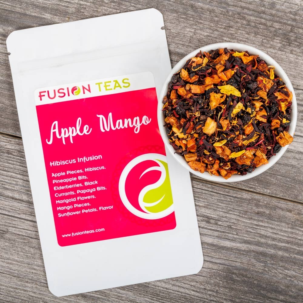 Apple Mango Hibiscus Fruit Tea – Herbal Loose Leaf Tisane – Fusion Teas