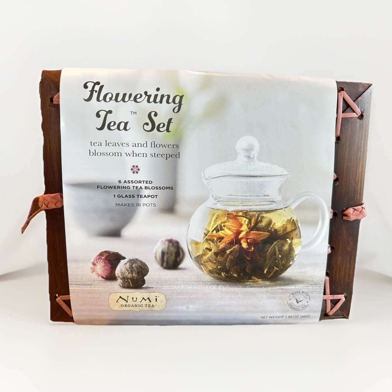 Numi Organic Flowering Tea Gift Set with Glass Teapot – 6 Tea Blossoms
