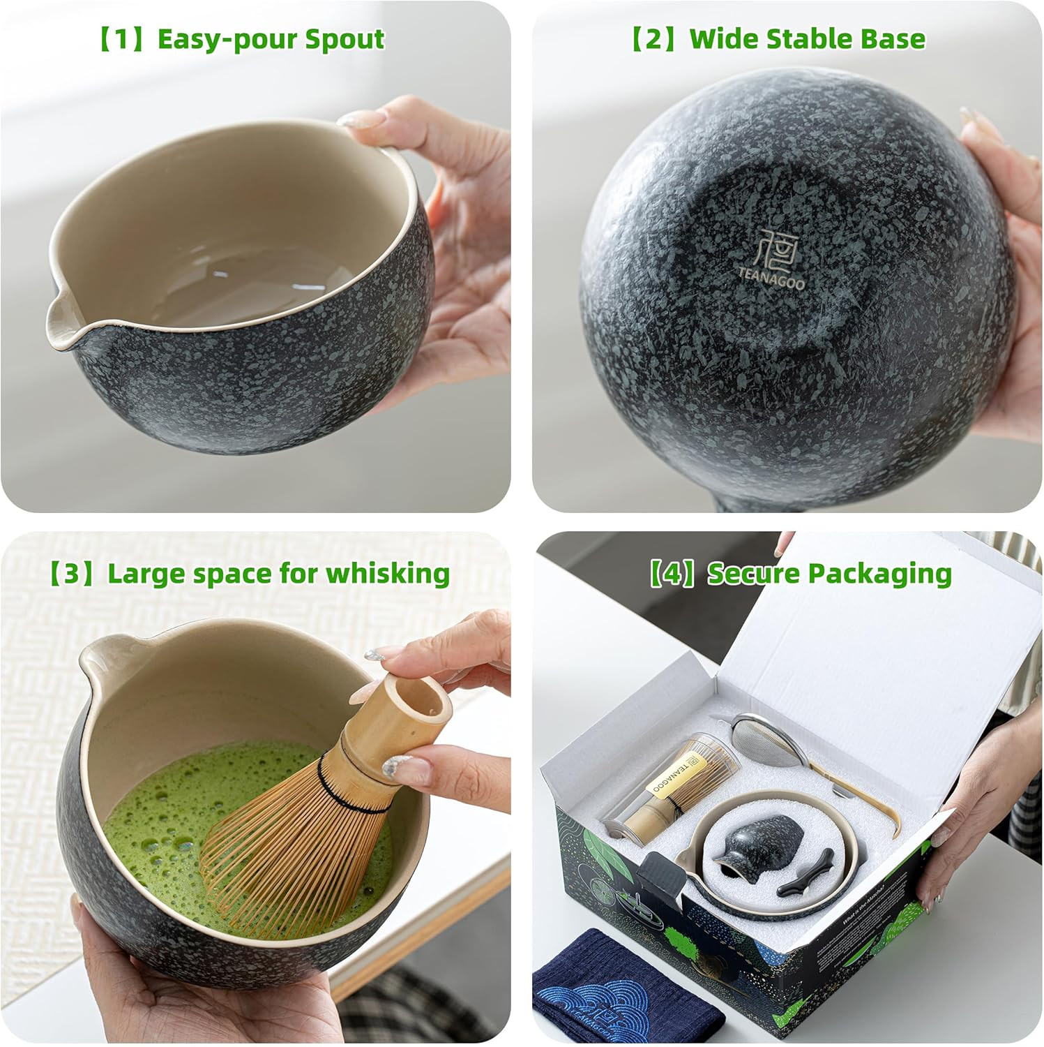 Matcha Whisk Set Black,7 Pcs Matcha Set,Matcha Kit for Ceremony,Tradition Tea Se
