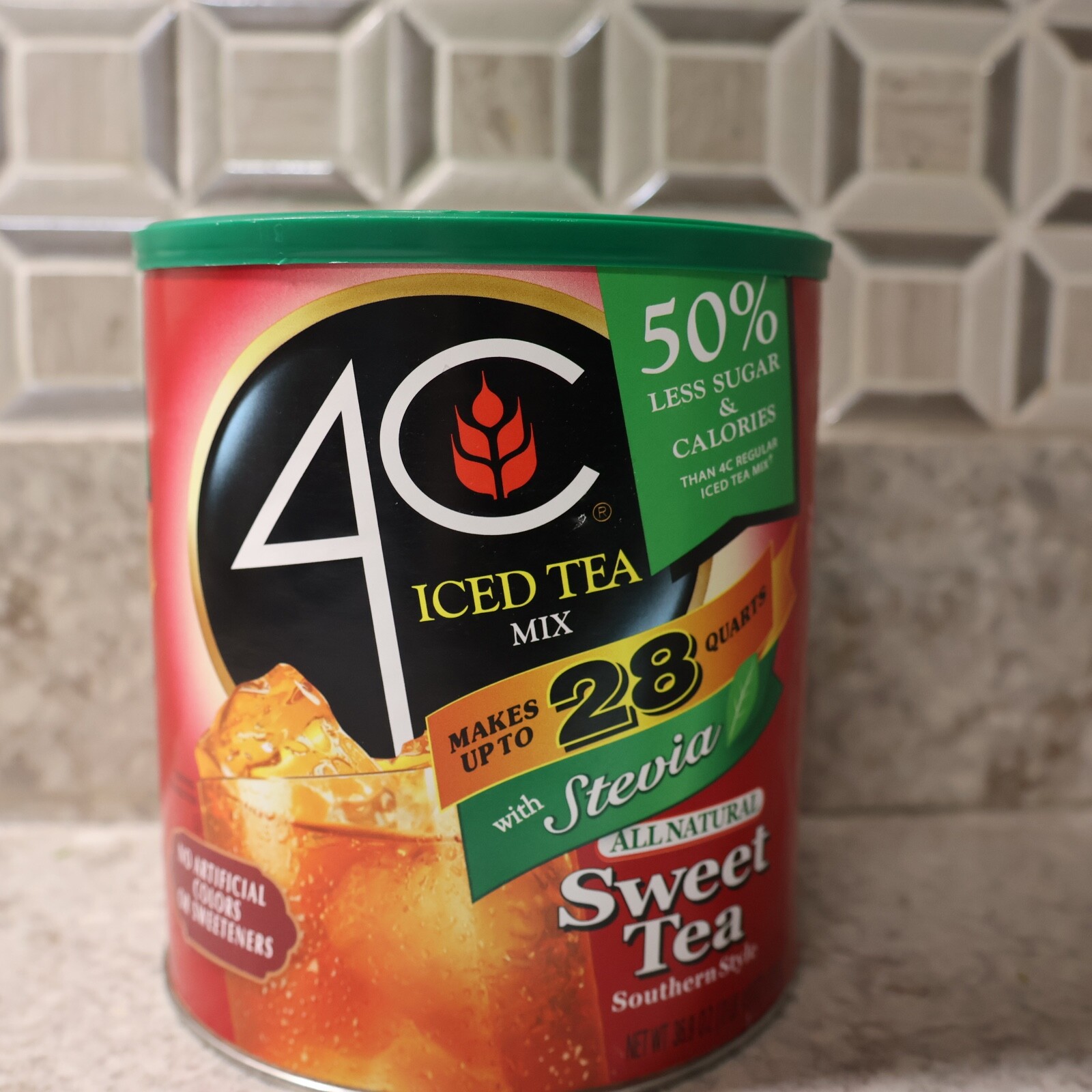 4C Drink Mix, Iced Tea, 36.9 Oz, All Natural Sweet Tea 1 Count – 28 quarts