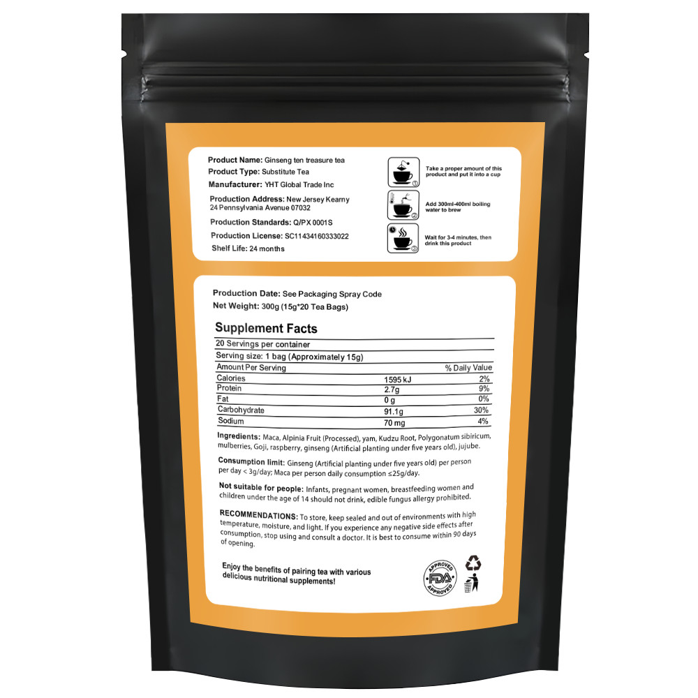 Men’s Black Maca Tea Energy Herbal Supplement Natural Male Energy Drink