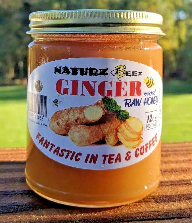 RAW HONEY with GINGER 12oz / 340g 100% PURE UNFILTERED USA HONEY