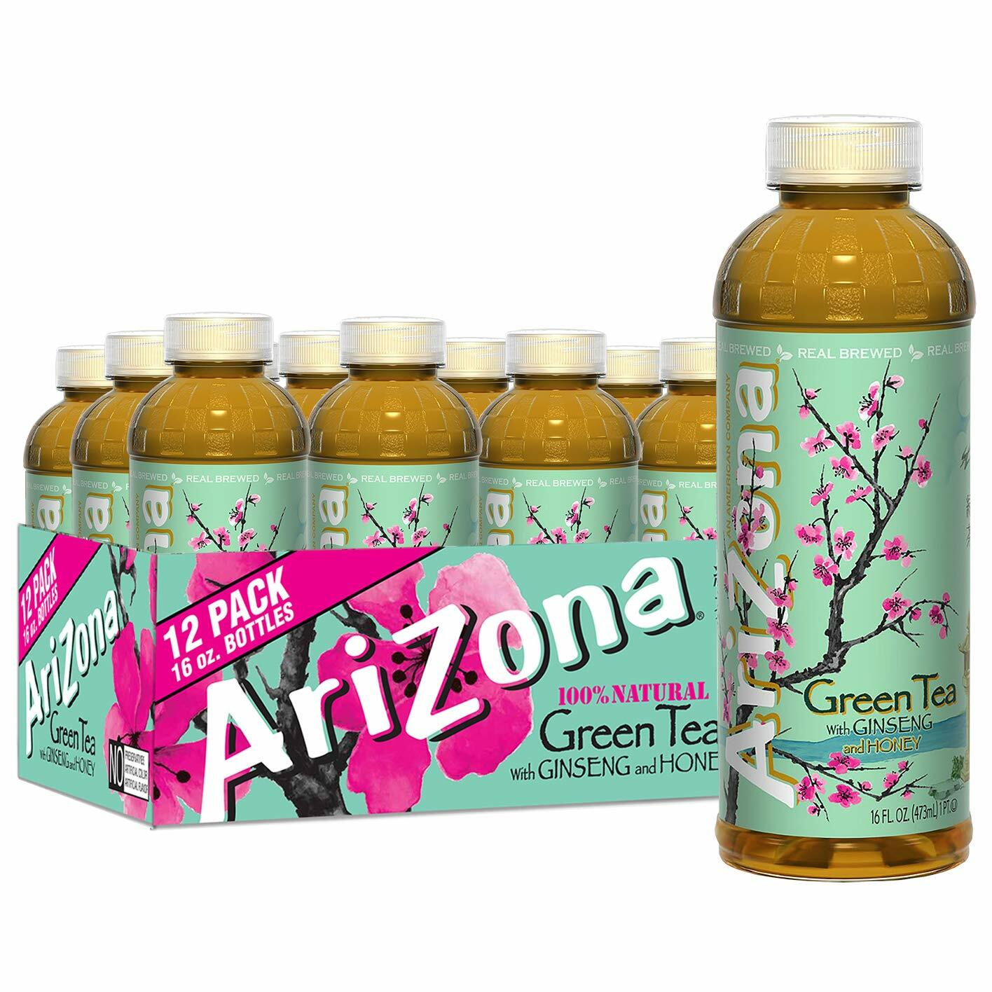 Arizona Green Tea with Ginseng and Honey, 16 Fl Oz (Pack of 12) Free Shipping
