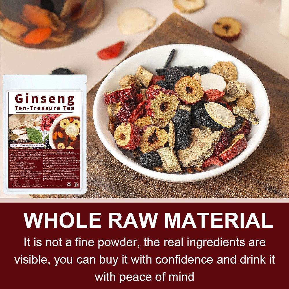 Ginseng Ten Treasure Tea Boost Energy Stamina Physica Well Being 10g Per Pack