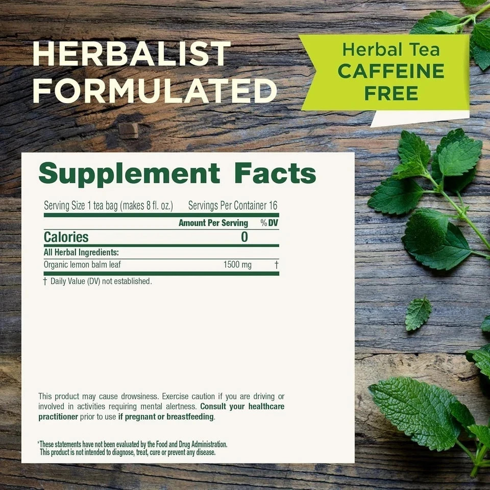 Traditional Medicinals Organic Lemon Balm Tea, 16 Tea Bags