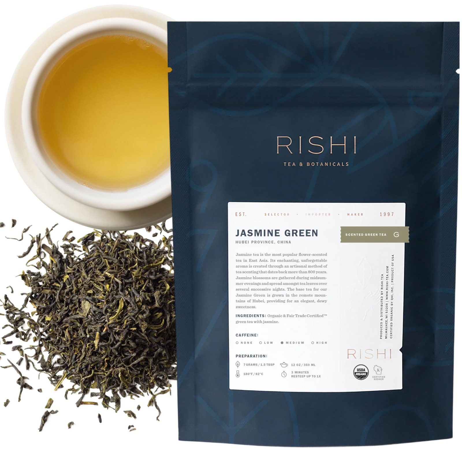 Jasmine Green Tea Organic Loose Leaf Tea, Caffeinated Scented Chinese Green …