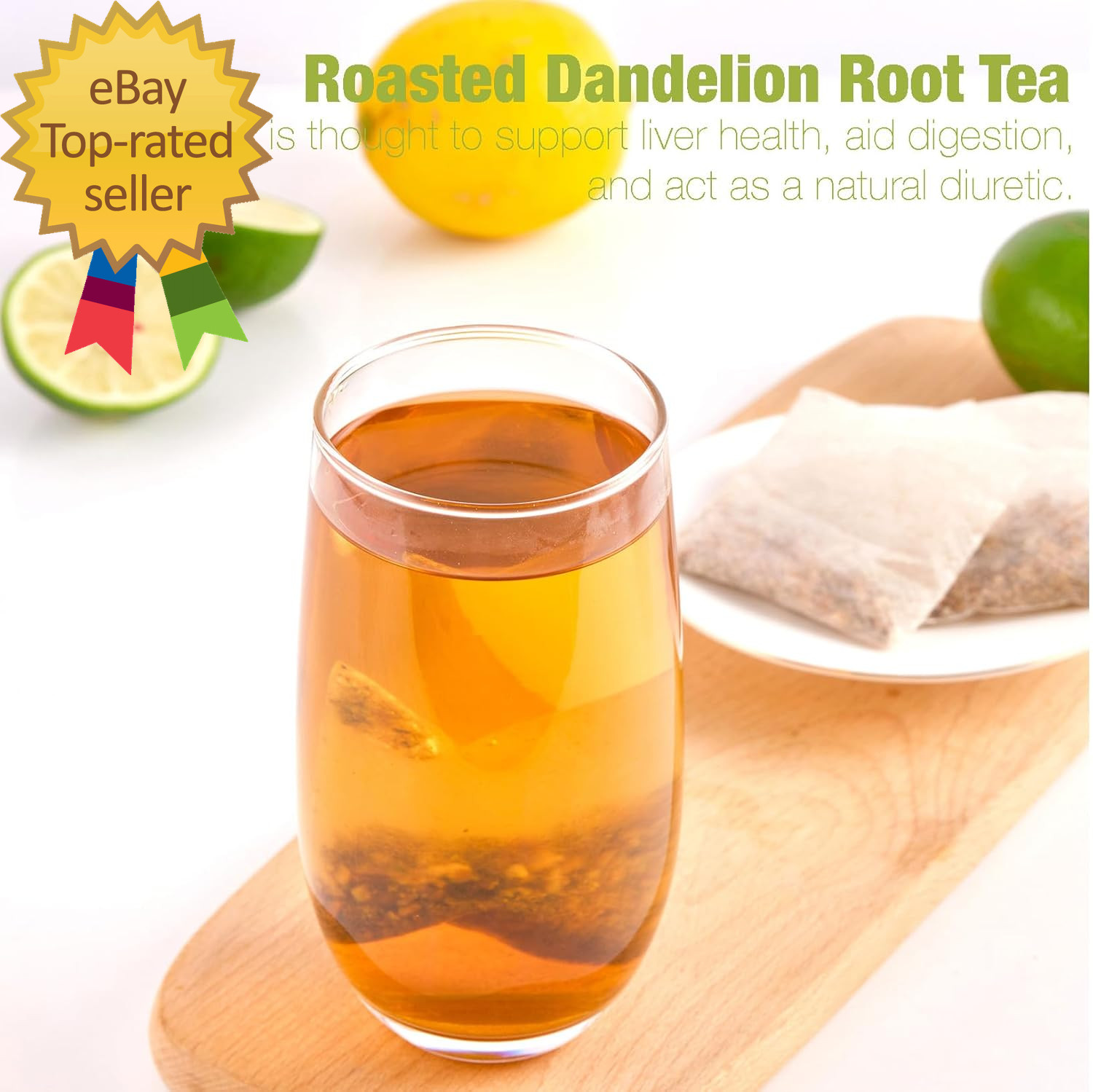 50 Bags Roasted Dandelion Root Tea Bags 2.5/Bags Natural Dried Dandelion Root