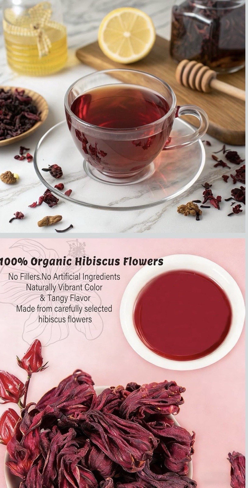 3 PiPi Tea Organic Hibiscus Tea Bags Caffeine Free Herbal Tea Rich Antioxidant