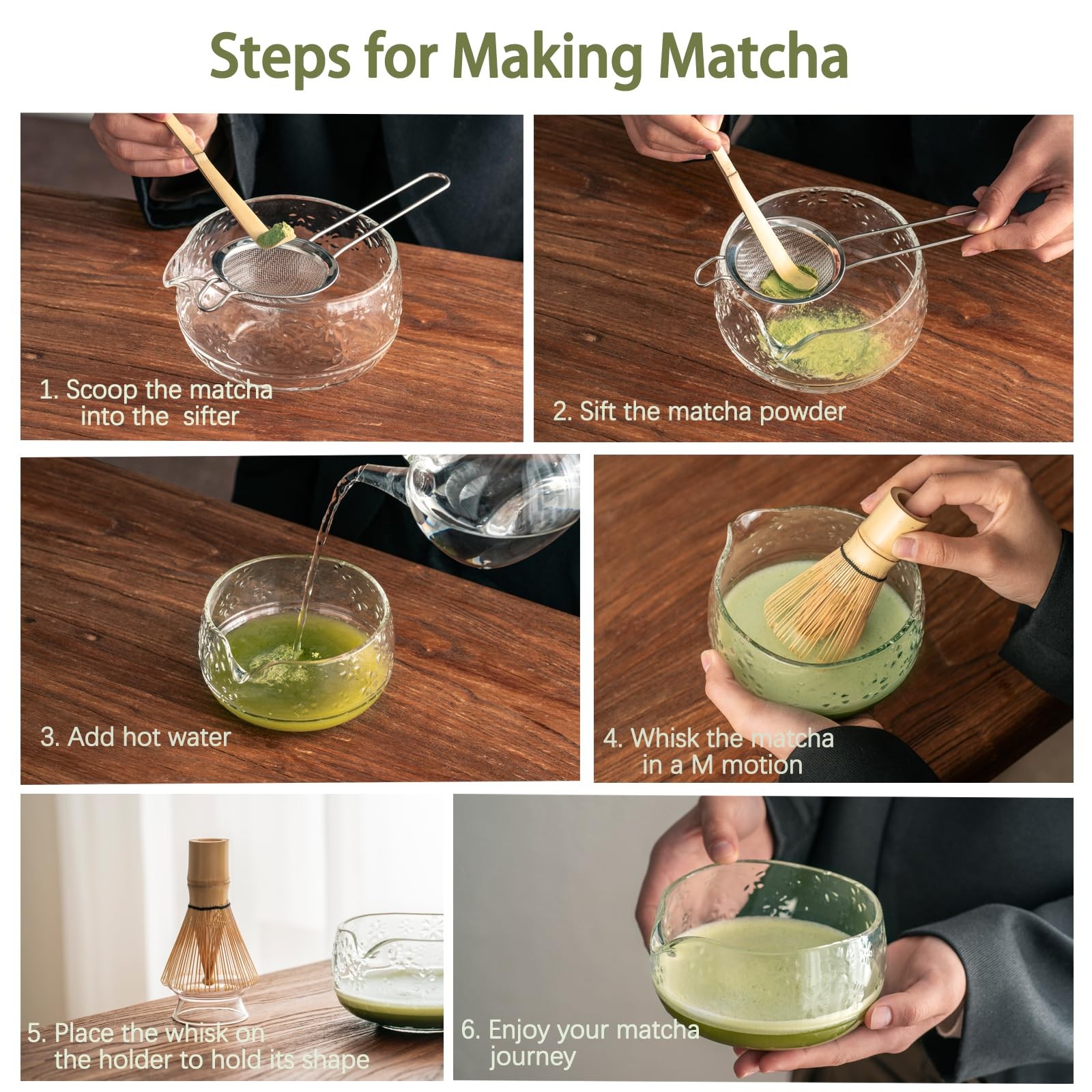 Buucup Matcha Whisk Set, Glass Matcha Kit Set Includes Matcha Bowl, Matcha Wh…