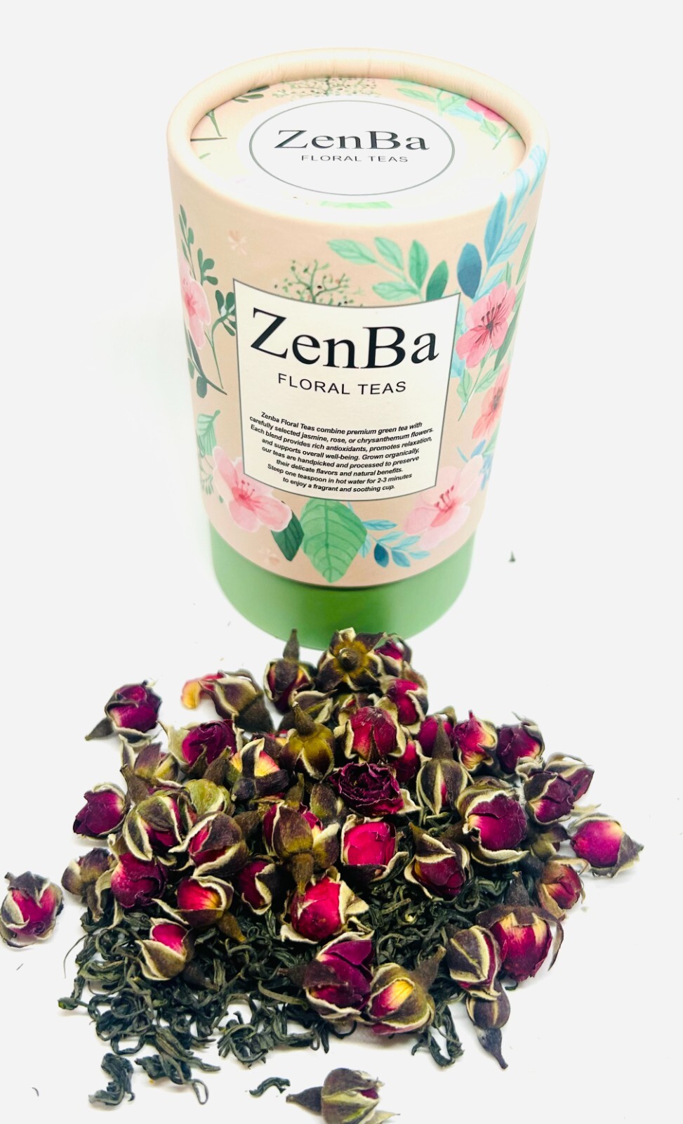 ZenBa Premium Tea Collection 4Bx of Green Floral Tea with Fresh Loose Leaf Teas