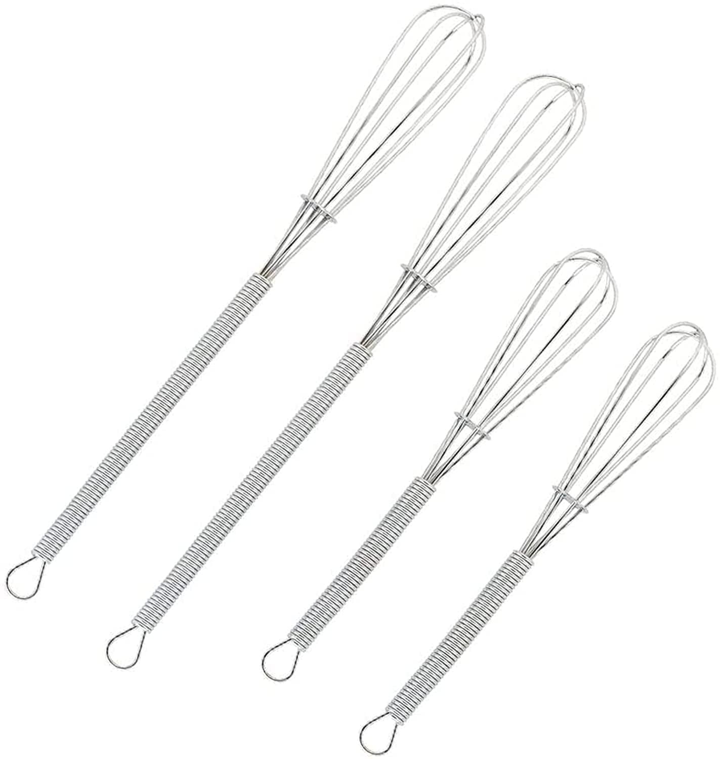 Wingsflying 4 Pack Mini Wire Kitchen Whisks Small Egg Whisk Gravy Silver