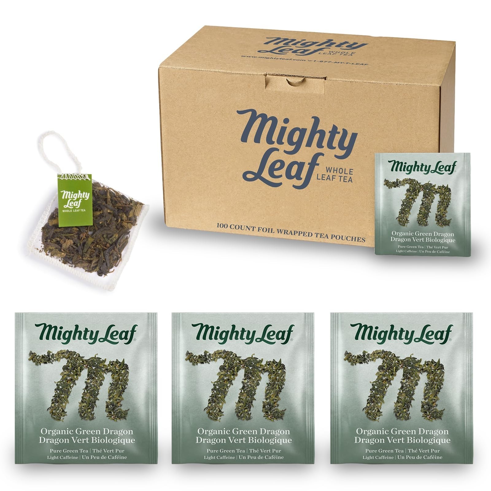 Organic Green Dragon Tea – 100 Whole Leaf Bags – Smooth Earthy Flavor – Wellness