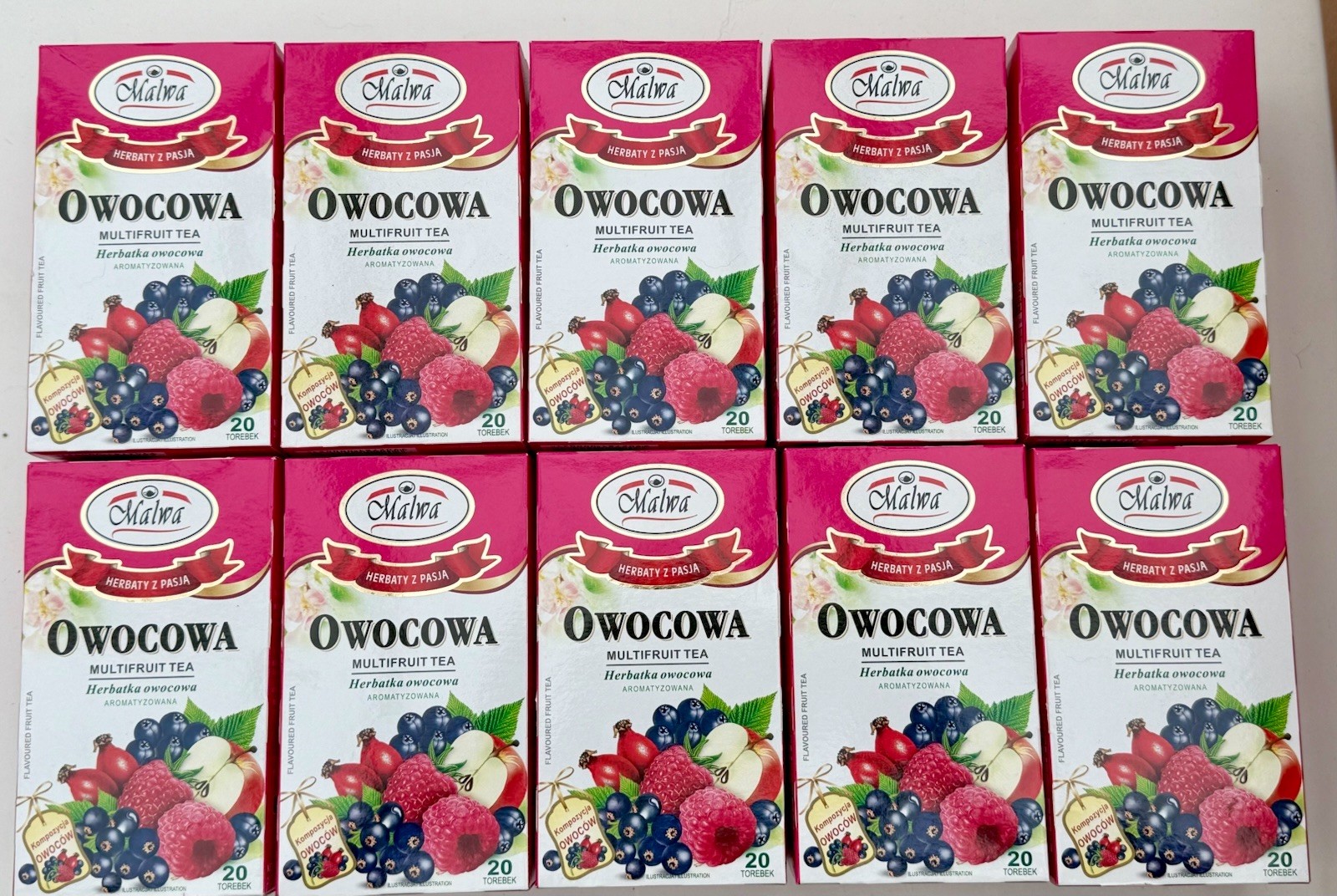 (10) boxes MALWA Owocowa Multifruit Herbal Tea Bags Poland caffeine free