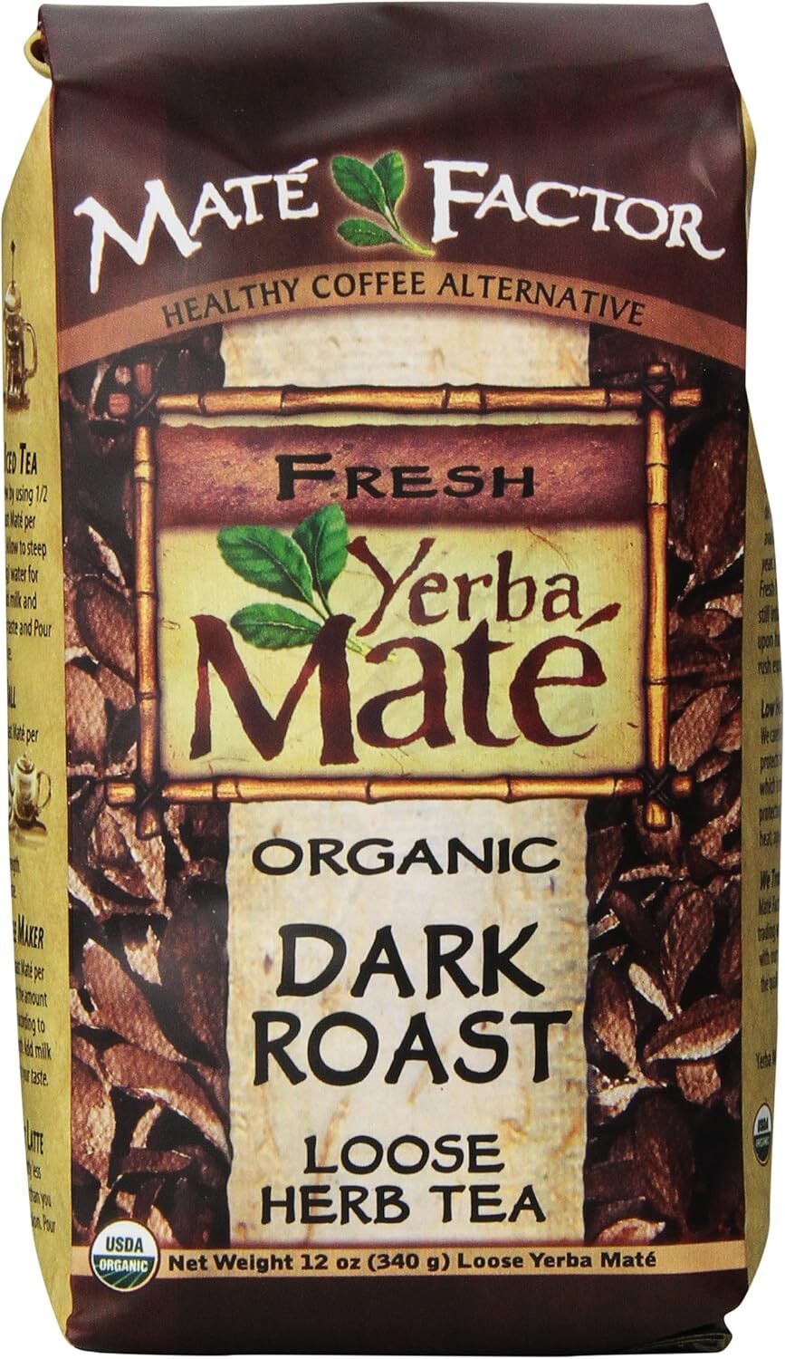 The Mate` Factor Organic Dark Roast Yerba Loose Tea 12 Oz